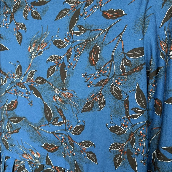 Blue Floral Long Sleeve Pleated Dress Womens S Coquette Girl Tennis Academia Y2K - Picture 5 of 8